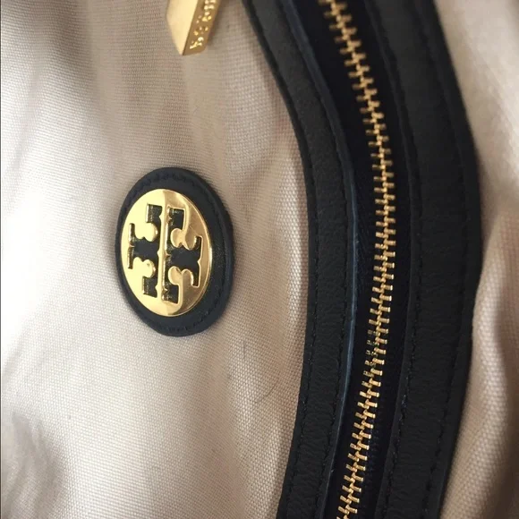 Tory Burch Navy and Cherry Print Satchel